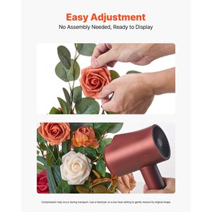 4 Pezzi Fiori Artificiali Arancioni Alti 44,5 cm per Decorazioni di Sedie e Corridoi Nuziali, Composizioni Floreali Artificiali - Product Image 2