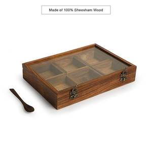 Rustic Kitchen <b>Herb</b> Storage Container Durable Natural Wood Masala Spice Tools Wood Spice <b>Box</b> Handmade Organizer 6 Compartments - Product Image 4