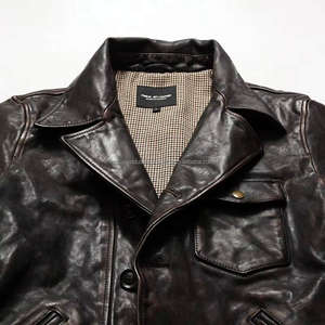 Vestes en cuir véritable rétro vintage de haute qualité, durables, en cuir de cheval ciré noir, sur mesure, vente en gros - Product Image 3