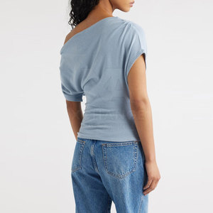 T-shirt tendance pour femme à épaules dénudées – Meilleur prix, impression personnalisée – Haut décontracté d'été pour femme – Fournisseur en gros - Product Image 6