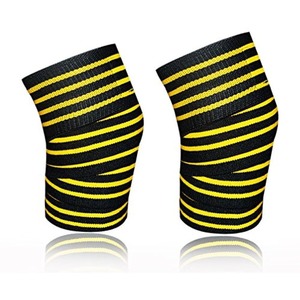 Genouillère tricotée rayée noir et blanc, respirante, protection, à enfiler, universelle, unisexe, toutes saisons - Product Image 3