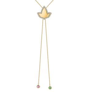 Collier Bolo Lariat en or avec pendentif en forme d'oiseau, longue chaîne à double goutte, extrémités de perles multicolores, bijoux élégants pour femmes - Product Image 6