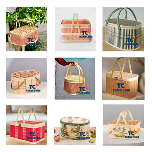 PANIER EN BAMBOU de qualité supérieure pour un salon élégant PANIER EN BAMBOU fonctionnel rond pour le rangement de la salle de bain et l'affichage décoratif - Product Image 2