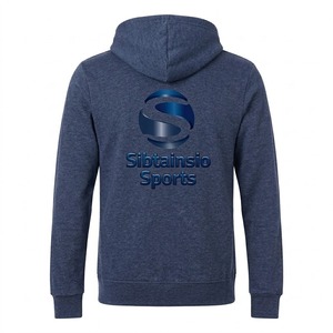 Sweat-shirt à capuche zippé en molleton français pour femme, bleu marine, avec cordon de serrage à la capuche et poches avant - Product Image 6