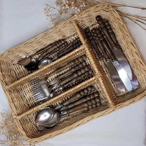 Ensemble de cuillères à salade à manche en bois avec bols en métal pour servir et mélanger - Product Image 6