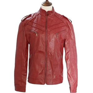Chaqueta de cuero de motocicleta vintage HIGH STREET para hombre Tops de moda con cremallera sólida con logotipo personalizado en la lona de invierno frontal - Product Image 1