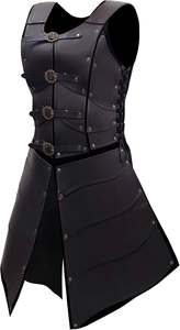 Eoin Winston Sports <b>Black</b> Genuine Leather Warrior <b>Corset</b> Armor Crop Top Lace-Up Front Matching High-Waisted Shorts Set Garments - Product Image 3