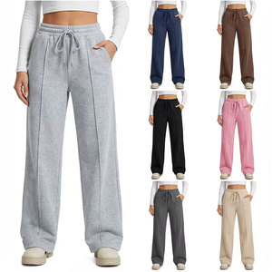 Wholesale Women's Mid Waist Flare <b>Pants</b> Autumn Baggy Streetwear <b>Dance</b> Yoga Regular Fit 100% Cotton Eco-Friendly Breathable - Product Image 1
