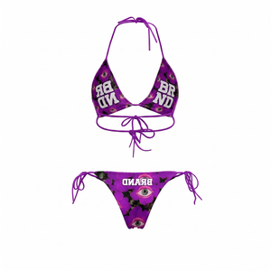 Conjunto de Bikini Premium de 240 g/m², 100% Poliéster, Cintura Alta, Escote Pronunciado, Reversible, Transpirable, con Relleno Extraíble, Personalizado con Diseño Digital Frontal - Product Image 1