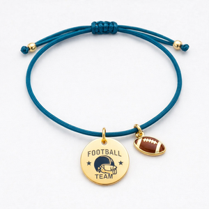 Cadeaux souvenirs pour les fans de sport, breloques métalliques personnalisées avec logo, cordon ciré, bracelets d'équipes de football universitaire - Product Image 1