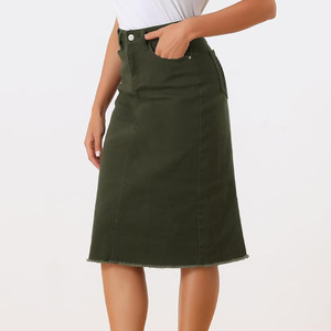 High Waist Style Women's Latest Denim Fabrict <b>Large</b> Size Cotton Breathable Women Denim Skirt For Online sale in low price - Product Image 3