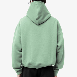 Sweat-shirt à capuche oversize pour homme, couleur unie, en molleton, style streetwear décontracté, pour l'automne, avec poche verte, coupe classique - Product Image 2