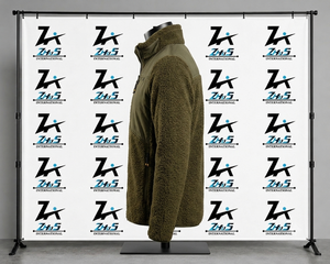 2026 Men's Olive Green Fleece Sherpa Slim <b>Patchwork</b> <b>Jacket</b> Zipper Closure Windproof Winter Casual Outerwear - Product Image 3