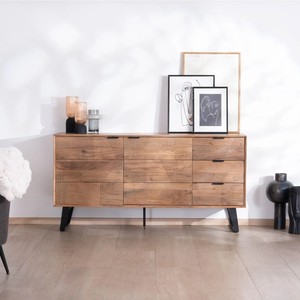 Meuble de rangement bas Vandana Crystal Style 160 cm avec tiroirs, design contemporain Uky au style rétro - Product Image 1