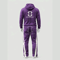 Chándal Unisex Morado y Blanco con Bloques de Color, Cierre Completo, Cuello Alto, Estilo Deportivo con Bolsillos Laterales, Ropa de Otoño