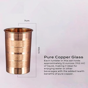 Fabricant de confiance – Verre à boire en cuivre pur, finition antique, durable, design de gobelet pour le stockage de l'eau bien-être ayurvédique - Product Image 2