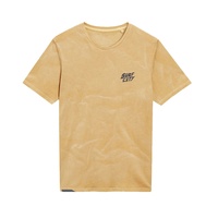 T-shirt pour homme à manches courtes, coupe classique, imprimé crâne jaune moutarde, style vintage RioLeaf, coton biologique, séchage rapide, anti-boulochage