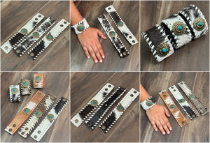 Brazalete de muñeca de piel de vaca Vintage personalizado al por mayor de alta calidad para banda ajustable de borde trenzado de cuero genuino Unisex - Product Image 3