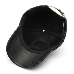 Casquette de baseball en cuir véritable OEM d'usine, en cuir de vache, visière incurvée réglable, chapeau tendance - Product Image 5