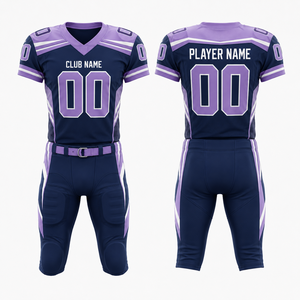 Ensemble de maillots de football américain personnalisés pour hommes Minnesota, imprimé bleu marine, col en V, manches courtes, sublimé, anti-humidité, coupe classique - Product Image 1