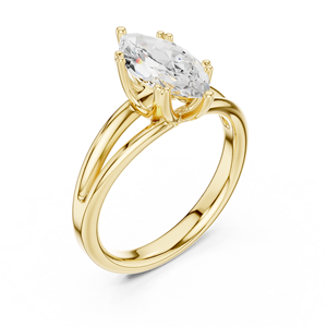 Classic <b>Split</b> Shank 14K Yellow Gold IGI Certified Lab Grown Diamond 2 CT Marquise Cut Anniversary Wedding Engagement Halo <b>Ring</b> - Product Image 4