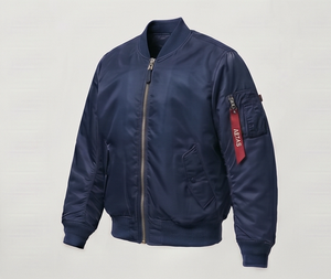 Chaqueta Bomber Azul Marino para Hombre, Cierre de Cremallera, Poliéster, Resistente al Viento, Informal, para Otoño, Cuello Camisero, Corte Regular - Product Image 6