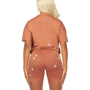 Conjunto de camiseta y pantalones cortos extragrandes para mujer, para verano, yoga, fitness, gimnasio, con logo personalizado Pro - Product Image 5