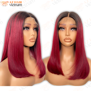 Perruques en dentelle HD/suisse en cheveux vierges vietnamiens en gros, perruques courtes de couleur bordeaux pour femmes noires, prêtes à porter - Product Image 2