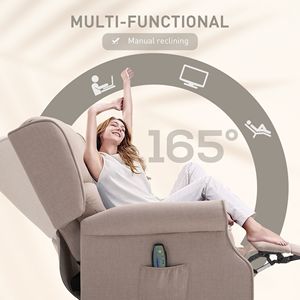 Sillón Reclinable de Masaje Calefactable Beige Acogedor con Control Remoto y Bolsillo Lateral para Relajación y Comodidad - Product Image 4