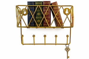 Porta Llaves de Pared de Metal Dorado Vintage, Organizador de Llaves Decorativo para Entrada y Hogar con Múltiples Ganchos - Product Image 3
