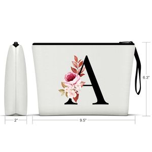 Borsa cosmetica bianca personalizzata, regali di compleanno per donne, migliore amica, sposa, damigella d'onore - Borsa per il trucco personalizzata (A) - Product Image 4
