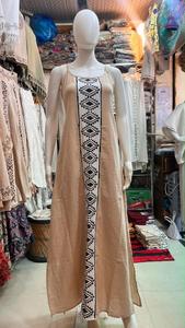 Wholesale <b>Women</b> Yellow Spaghetti Strap Maxi <b>Dress</b> Tribal Geometric Print Panel Casual <b>Boho</b> Cotton <b>Dress</b> - Product Image 2
