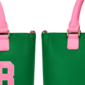   Sac à main tendance vert et rose pour femme, inspiré des lettres grecques, grand sac fourre-tout à bandoulière pour le shopping quotidien - Product Image 5