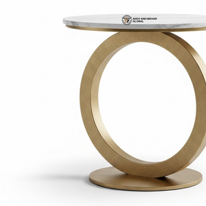 Nordic Style Ring Base Accent <b>Stool</b> Premium White Marble Side Table Contemporary Designer Vanity Pedestal - Product Image 5