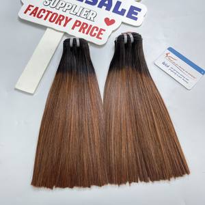 Shinny Weft Ombre Color Bone Straight Hair Bundles Doble dibujado Virgen Raw Cabello humano Cutícula alineada Suave sedoso con encaje HD - Product Image 3