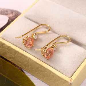 Boucles d'oreilles pendantes en saphir Padparadscha, hexagone pêche, argent sterling 925 plaqué or, bijoux fins pour femmes, cadeau - Product Image 2