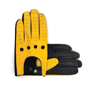 Hot Selling Leather Winter Driver <b>Gloves</b> Yellow And Black Trim Anti Slip Comfortable Breathable Racing <b>Driving</b> <b>Gloves</b> - Product Image 3