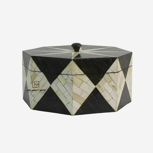 Modern Black White Hexagon Ceramic Jewelry Box Rectangular Storage Organizer Lacquer Finish Living Room Decorative Box - Product Image 2