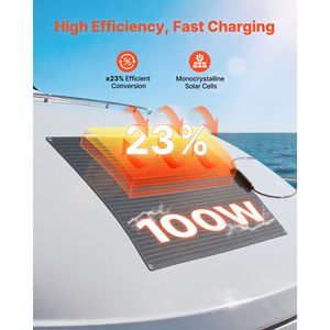 Panel Solar Flexible de 100W, Semiflexible, Monocristalino, 23% de Eficiencia, Cargador Mono Grid con Salida MC4 - Product Image 2