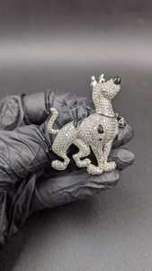 Colgante de Perro de Dibujos Animados con Incrustaciones de Moissanita Redonda, Estilo Hip Hop, para Amantes de los Animales, Ideal para Regalo o Fiesta, Plata 925, Joyería Fina, Colgantes y Dijes - Product Image 4