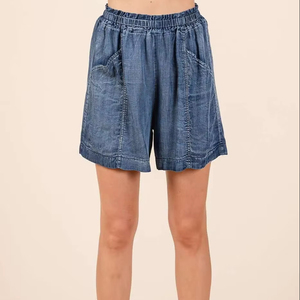 Shorts en jean décontractés taille haute élastique pour femme, collection été 2026, vente en gros - Product Image 1