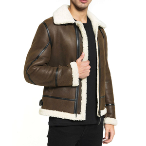 <b>Men</b> Shearling <b>Leather</b> <b>Jacket</b> Classic & Trendy Styles <b>Men's</b> Fur Collar Shearling Brown Sheepskin <b>Leather</b> <b>Jacket</b> Winter Wear Whole - Product Image 3