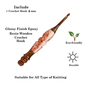 AUREVIA CRAFTS - Ganchillo de Madera con Resina Epoxi de Acabado Brillante, 3 mm, Duradero, Ecológico, 15 cm, Moderno para Todo Tipo de Tejido - Product Image 1