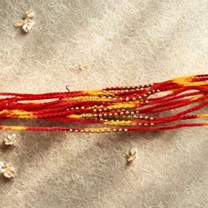 Rakhi en fil brodé de créateur, avec des perles dorées, pour Raksha Bhandhan, festivals, rakhi (lot de 12) pour la saison des fêtes - Product Image 2