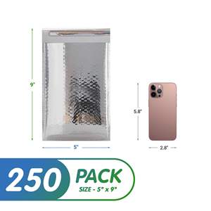 Argento metallizzato 5X9 pollici bollettini a bolle Glamour impermeabile busta autoregilante confezione 250 confezione resistente per borse per la spedizione - Product Image 2