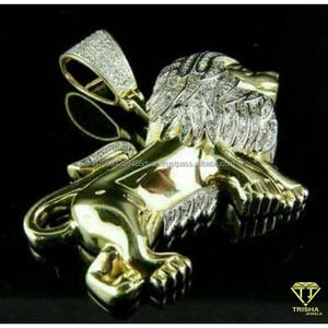 1. Pendentif Lion Entièrement Détaillé avec Diamant Moissanite, Argent Sterling 925 Plaqué Or, Bijou Animalier de Luxe - Product Image 5