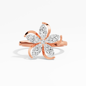 Wholesale Floral Marquise Moissanite Womens <b>Cluster</b> Ring 1.05 Ctw Classic Rhodium Plated Prong Setting 10K 14K 18K Gold Bulk - Product Image 6