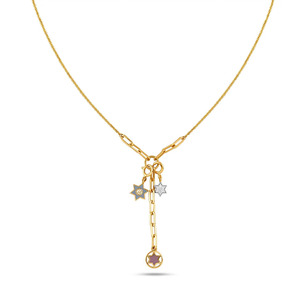 สร้อยคอเพชรทรงหยดน้ำประดับดาว ดีไซน์แบบหลายจุดเชื่อมต่อกัน - Product Image 2