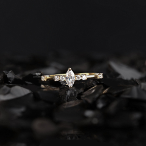 Marquise Diamond Engagement Ring 14K Gold <b>Cluster</b> Ring Minimalist Dainty Bridal Ring Slim Promise Ring Anniversary Gift For Her - Product Image 1