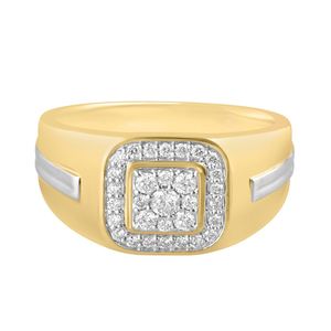 แหวนผู้ชายทองคำ 14K ประดับเพชรแล็บโกรว์ทรงกลุ่มแบบฮาโล - Product Image 2